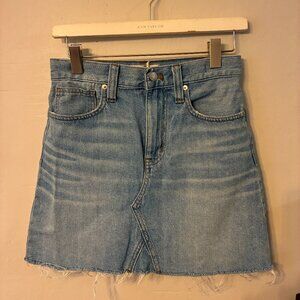 Madewell Jean Skirt with Frayed Edge
